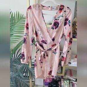 ASOS Blush Pink Floral Romper with Belt - Women's Size 6